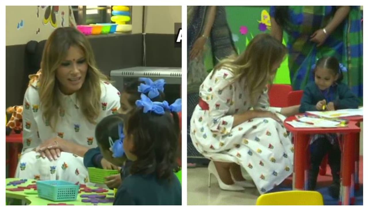 মোদীর সঙ্গে ব্যস্ত ট্রাম্প, দিল্লির স্কুলে কচিকাঁচাদের সঙ্গে 'হ্যাপিনেস ক্লাস' মেলানিয়ার