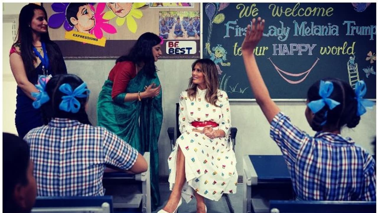 ഹാപ്പിനെസ് ക്ലാസുകളുടെ ചിത്രങ്ങളും വീഡിയോയും ട്വിറ്ററിൽ പങ്കുവച്ച് മെലാനിയ ട്രംപ്