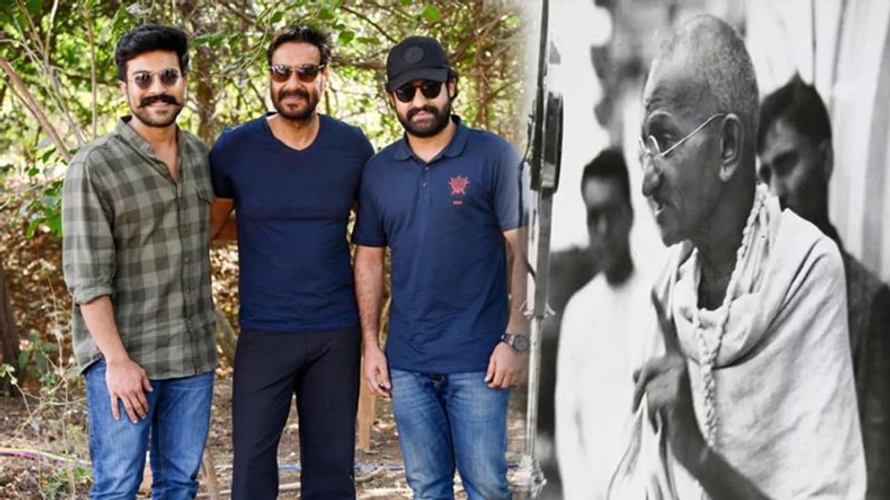 RRRకు గుండెల్లో దేశభక్తిని నింపే టైటిల్.. గాంధీ నోట పదేపదే ఆ పాట! RRRకు గుండెల్లో దేశభక్తిని నింపే టైటిల్.. గాంధీ నోట పదేపదే ఆ పాట!