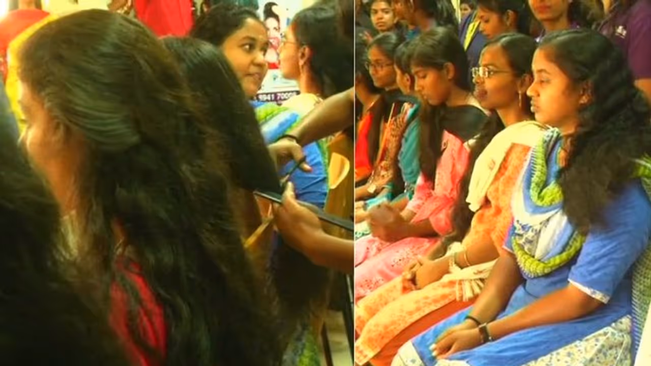 'ഞങ്ങളാൽ കഴിയുന്നത്'; ക്യാൻസർ രോ​ഗികൾക്ക് മുടി മുറിച്ചു നൽകി 80 വിദ്യാർത്ഥിനികൾ, അഭിനന്ദന പ്രവാഹം