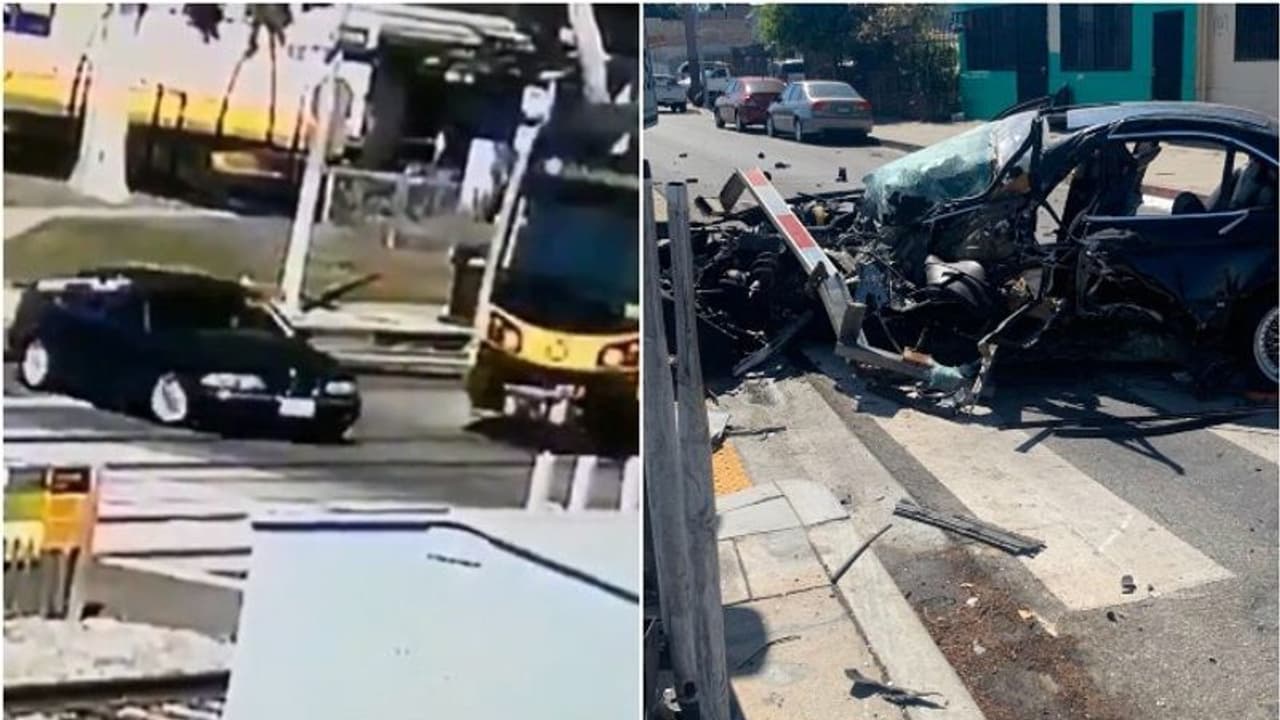 ട്രെയിനിന് അടിയില്‍പ്പെട്ട് തവിടുപൊടിയായി ബിഎംഡബ്ല്യു! വീഡിയോ