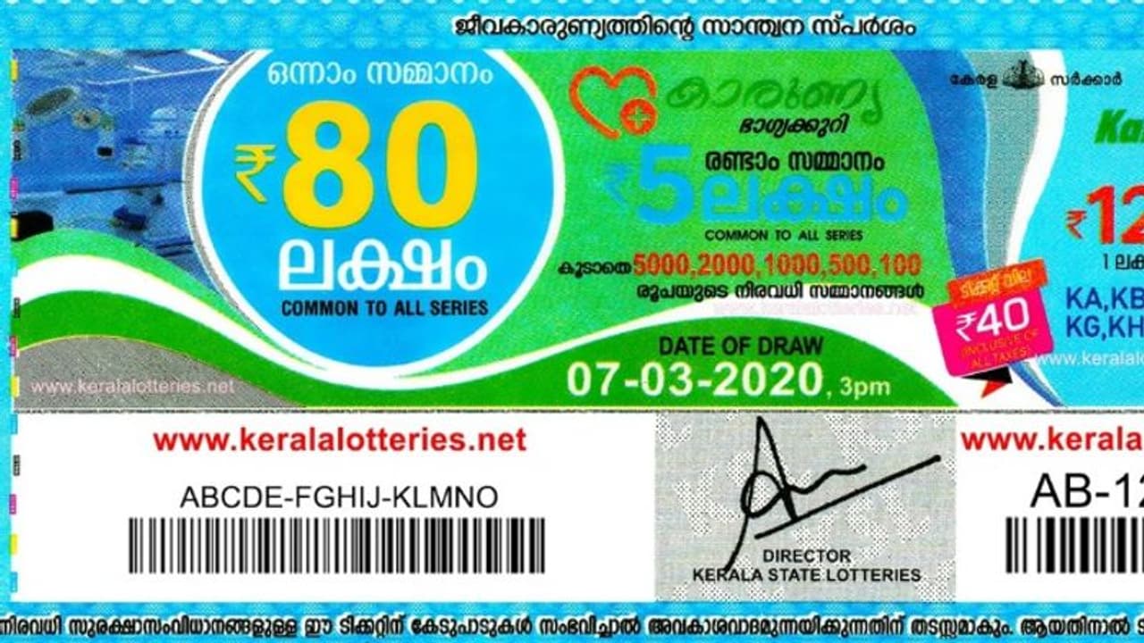 കാരുണ്യ കെആർ 438 ലോട്ടറി ഫലം പ്രഖ്യാപിച്ചു; ഒന്നാം സമ്മാനം 80 ലക്ഷം രൂപ കാരുണ്യ കെആർ 438 ലോട്ടറി ഫലം പ്രഖ്യാപിച്ചു; ഒന്നാം സമ്മാനം 80 ലക്ഷം രൂപ