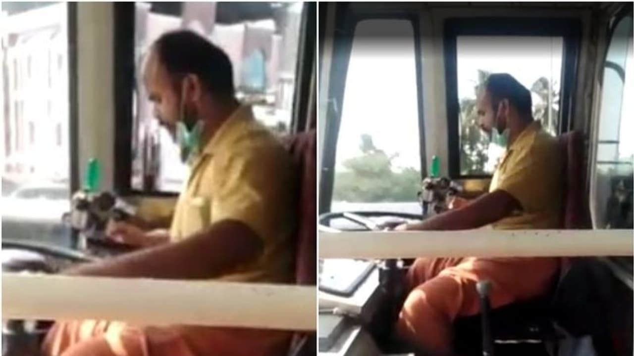 ഒരു കയ്യില്‍ സ്റ്റിയറിങ്, മറു കയ്യില്‍ മൊബൈലുമായി ഡ്രൈവര്‍ ബസ് ഓടിച്ചത് കിലോമീറ്ററുകള്‍, വീഡിയോ