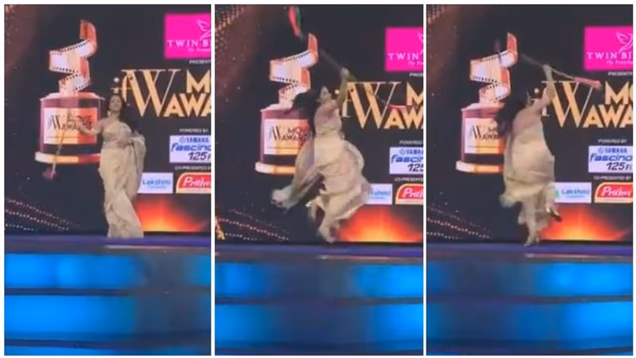 விருது விழாவில் மேடையில் சுழன்று சுழன்று சிலம்பம் சுத்திய ஜோதிகா! வைரலாகும் வீடியோ!