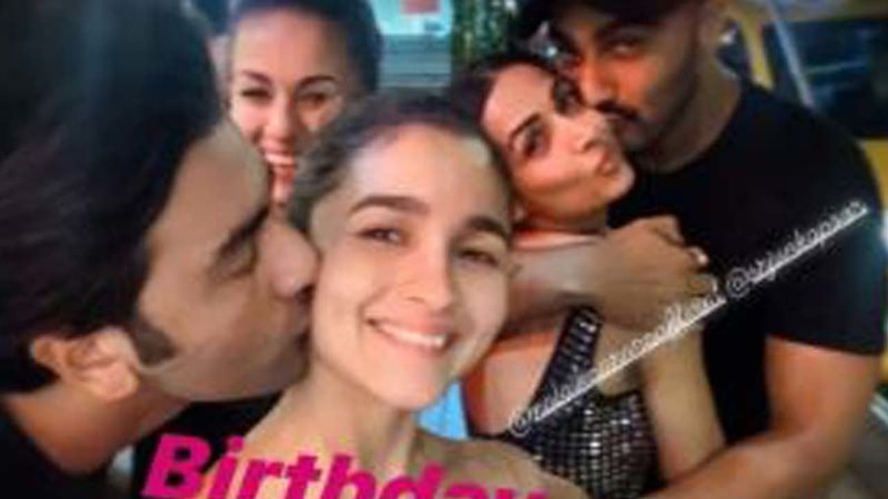 Perfect twosome: Ranbir Kapoor kisses Alia Bhatt, Arjun Kapoor kisses Malaika Arora