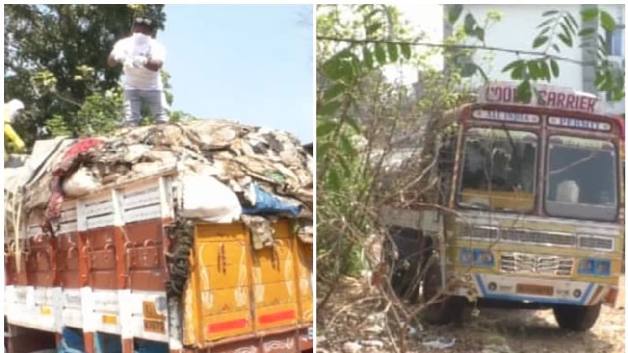 എറണാകുളത്തുനിന്ന് കോഴിക്കോട്ടേക്ക് ആശുപത്രി മാലിന്യം കടത്താൻ ശ്രമിച്ചു, ലോറി പിടികൂടി എറണാകുളത്തുനിന്ന് കോഴിക്കോട്ടേക്ക് ആശുപത്രി മാലിന്യം കടത്താൻ ശ്രമിച്ചു, ലോറി പിടികൂടി
