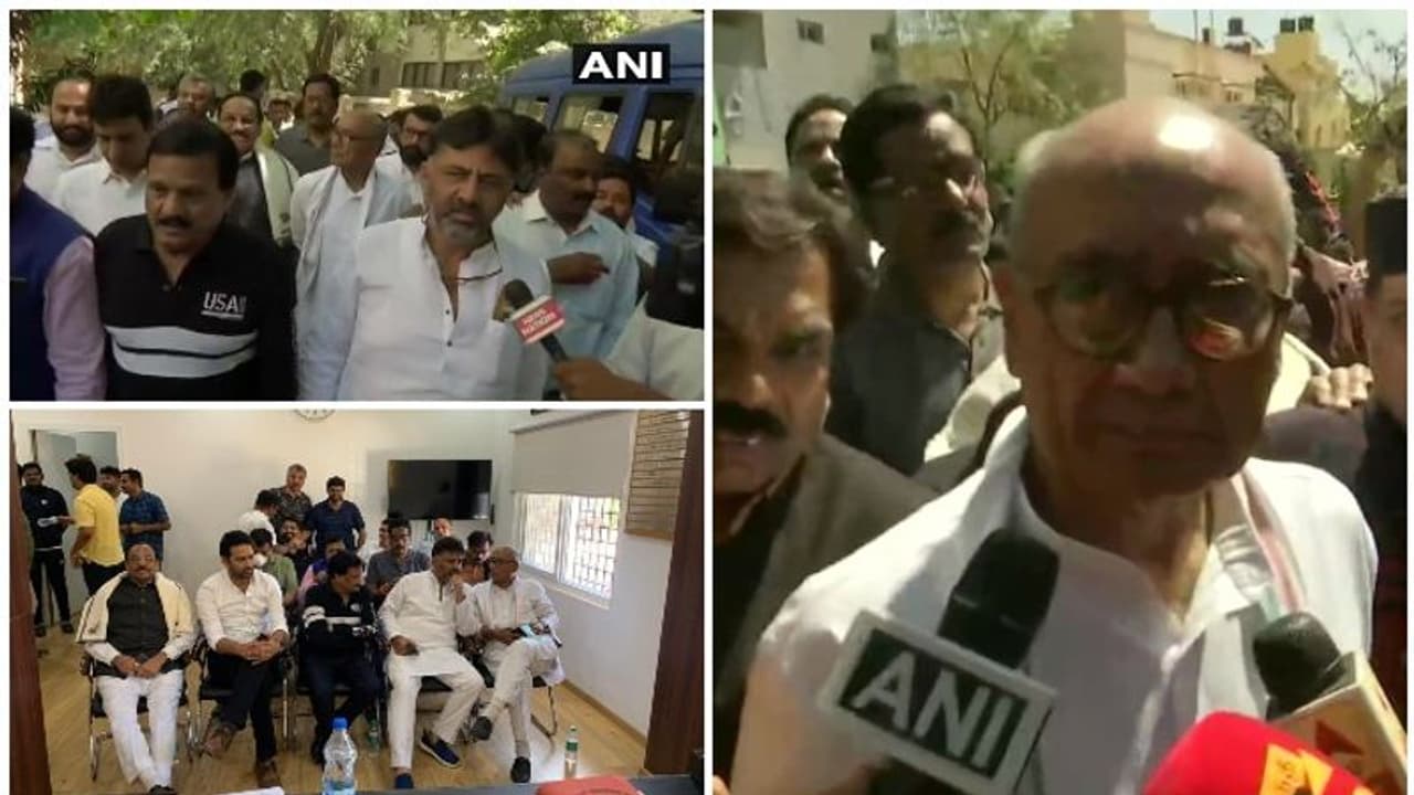 വിമതന്മാരെ തിരികെയെത്തിക്കാന് ദിഗ്വിജയ് സിംഗ് ബംഗലൂരുവില്, കസ്റ്റഡിയിലെടുത്ത് പൊലീസ് വിമതന്മാരെ തിരികെയെത്തിക്കാന് ദിഗ്വിജയ് സിംഗ് ബംഗലൂരുവില്, കസ്റ്റഡിയിലെടുത്ത് പൊലീസ്