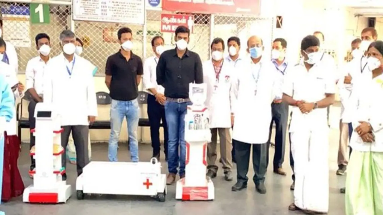 சென்னை ஸ்டான்லி மருத்துவமனையில் ரோபோக்கள்.. கொரோனா நோயாளிகளுக்கு பணிவிடை செய்து அசத்தல் சென்னை ஸ்டான்லி மருத்துவமனையில் ரோபோக்கள்.. கொரோனா நோயாளிகளுக்கு பணிவிடை செய்து அசத்தல்
