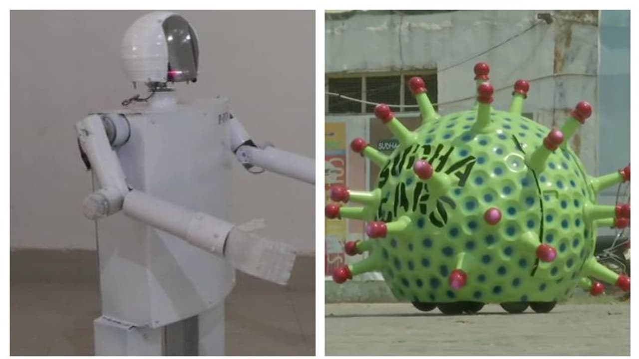 চিকিৎসকদের সাহায্য করতে রোবট বানালো কলেজ পড়ুয়া, সচেতনতা বাড়াতে পথে নামল করোনা গাড়ি চিকিৎসকদের সাহায্য করতে রোবট বানালো কলেজ পড়ুয়া, সচেতনতা বাড়াতে পথে নামল করোনা গাড়ি