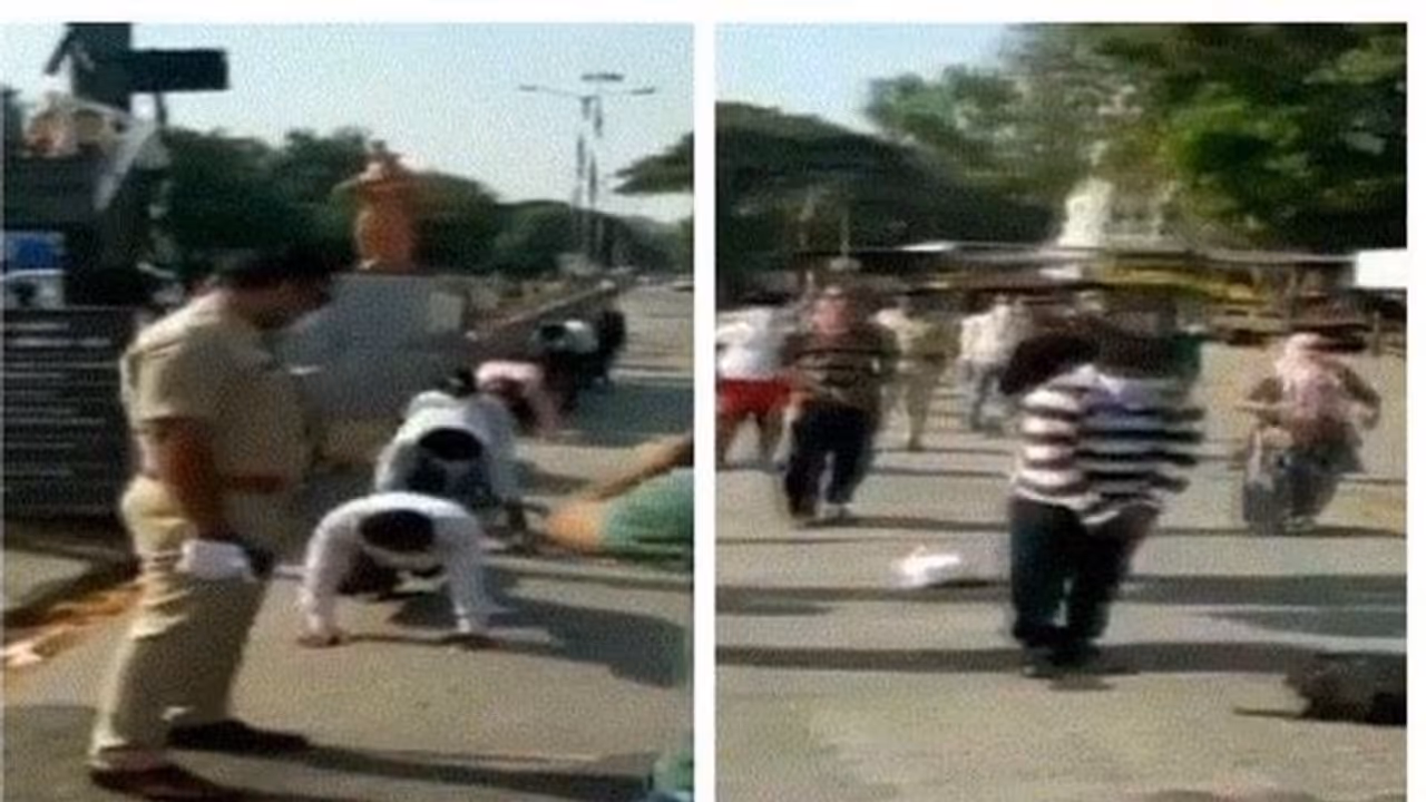 Pune Police punish morning walkers, reprimand them with exercise on roads Pune Police punish morning walkers, reprimand them with exercise on roads