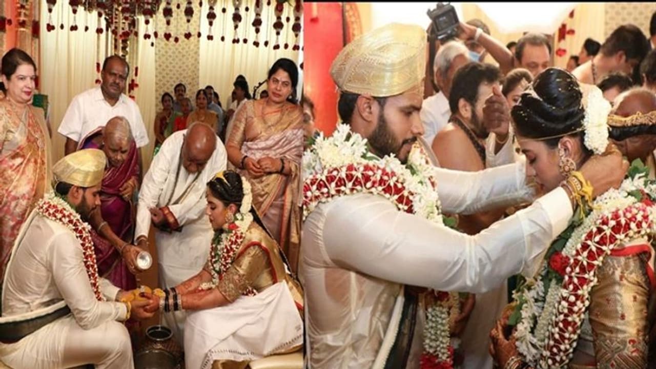 హీరో నిఖిల్ పెళ్లి.. బుట్టబొమ్మలా మెరిసిపోయిన వధువు హీరో నిఖిల్ పెళ్లి.. బుట్టబొమ్మలా మెరిసిపోయిన వధువు