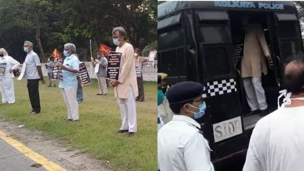 লকডাউনের মধ্যে বিক্ষোভ কর্মসূচি বামেদের, পুলিশের সঙ্গে ধস্তাধস্তিতে তুলকালাম রেড রোড