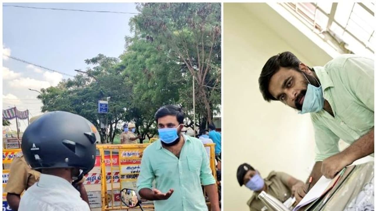 கொரோனா தடுப்பு பணிக்காக ரோட்டில் இறங்கிய நடிகர் சசிகுமார்! போலீசாருடன் சேர்ந்து விழிப்புணர்வு! கொரோனா தடுப்பு பணிக்காக ரோட்டில் இறங்கிய நடிகர் சசிகுமார்! போலீசாருடன் சேர்ந்து விழிப்புணர்வு!