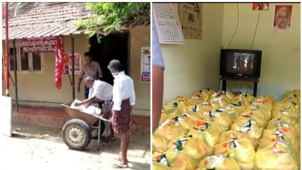 റേഷൻ കടയിലേക്ക് കൊണ്ടുവന്ന സൗജന്യകിറ്റുകൾ സിപിഎം, സിപിഐ ഓഫീസുകളിൽ, വിവാദം