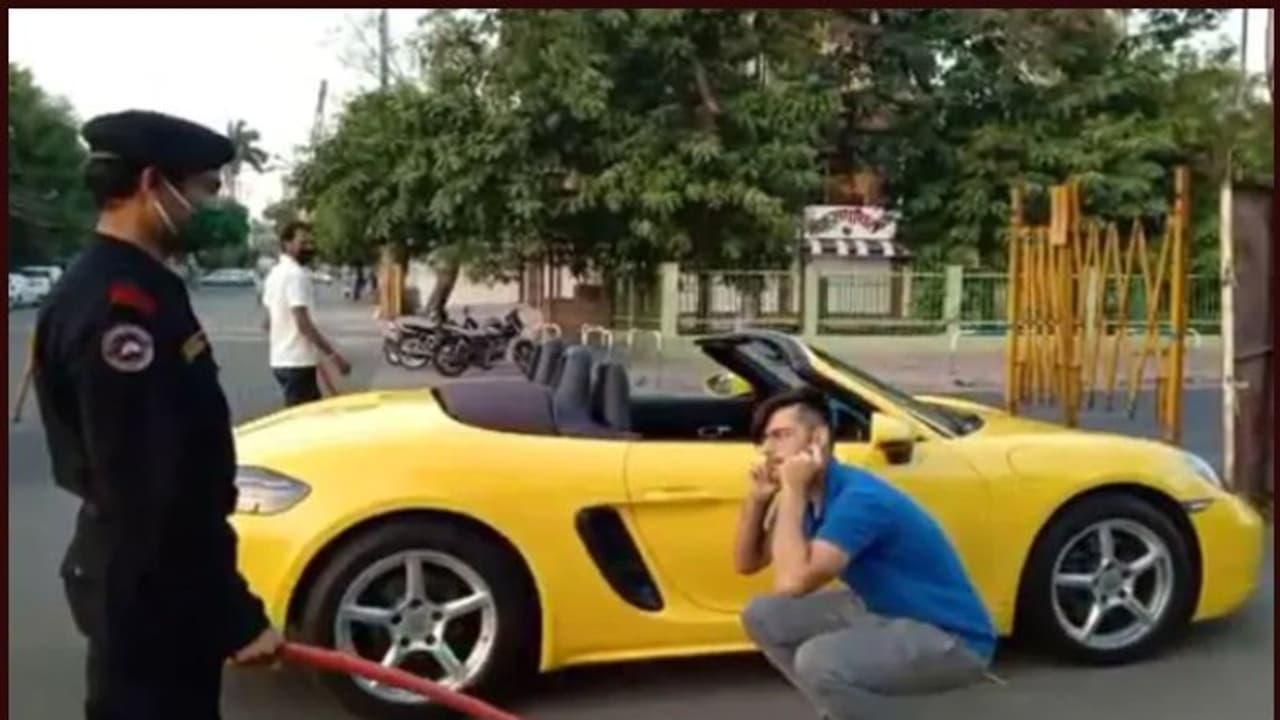 Man attempts joyride in high end Porsche car during lockdown, gets punished with sit ups