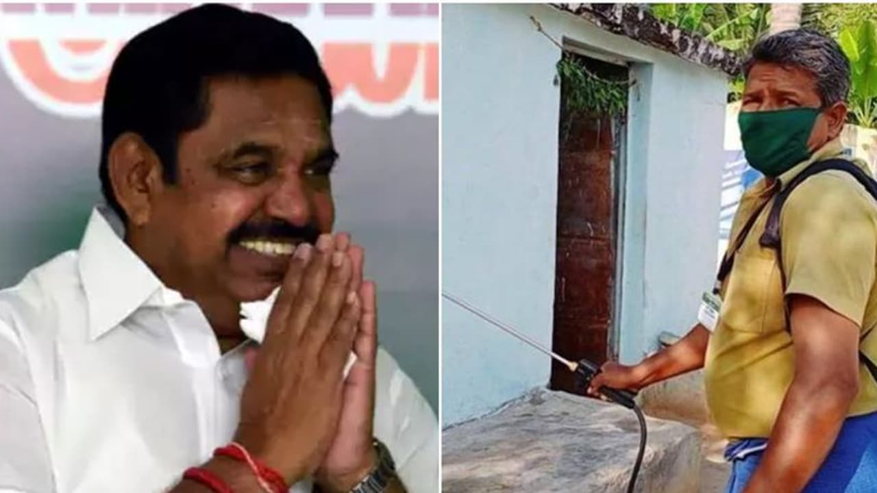 தூய்மைப் பணியாளரை தலைவணங்கி பாராட்டிய முதல்வர் எடப்பாடி..! உள்ளம் நெகிழ்ந்து போட்ட ட்விட்..! தூய்மைப் பணியாளரை தலைவணங்கி பாராட்டிய முதல்வர் எடப்பாடி..! உள்ளம் நெகிழ்ந்து போட்ட ட்விட்..!