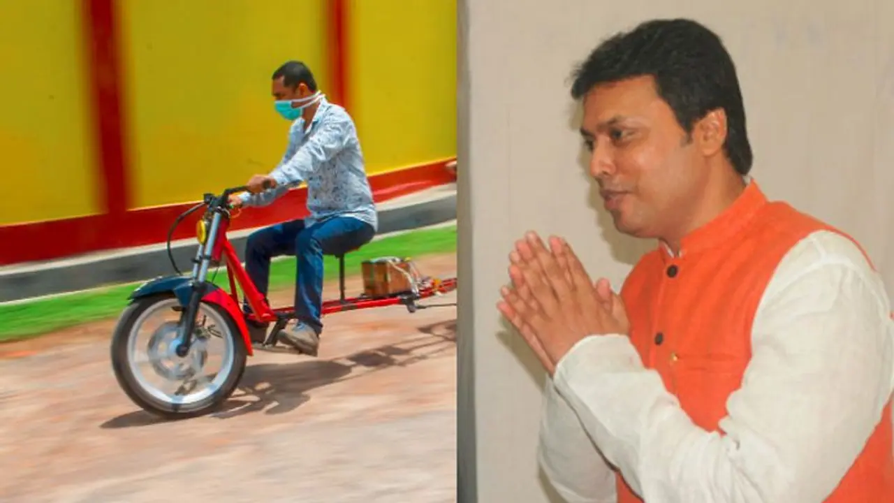 লকডাউনে তৈরি করলেন 'সোশ্যাল ডিস্ট্যান্সিং বাইক', উচ্ছ্বসিত ত্রিপুরার মুখ্যমন্ত্রী লকডাউনে তৈরি করলেন 'সোশ্যাল ডিস্ট্যান্সিং বাইক', উচ্ছ্বসিত ত্রিপুরার মুখ্যমন্ত্রী