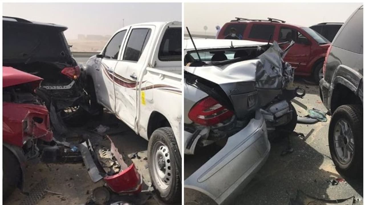 യുഎഇയില് 13 വാഹനങ്ങള് കൂട്ടിയിടിച്ച് അപകടം; മുന്നറിയിപ്പുമായി പൊലീസ് യുഎഇയില് 13 വാഹനങ്ങള് കൂട്ടിയിടിച്ച് അപകടം; മുന്നറിയിപ്പുമായി പൊലീസ്