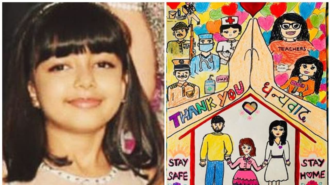 കൊവിഡിനെതിരെയുള്ള പോരാട്ടം; നന്ദി അറിയിച്ച് ചിത്രം വരച്ച് ആരാധ്യ