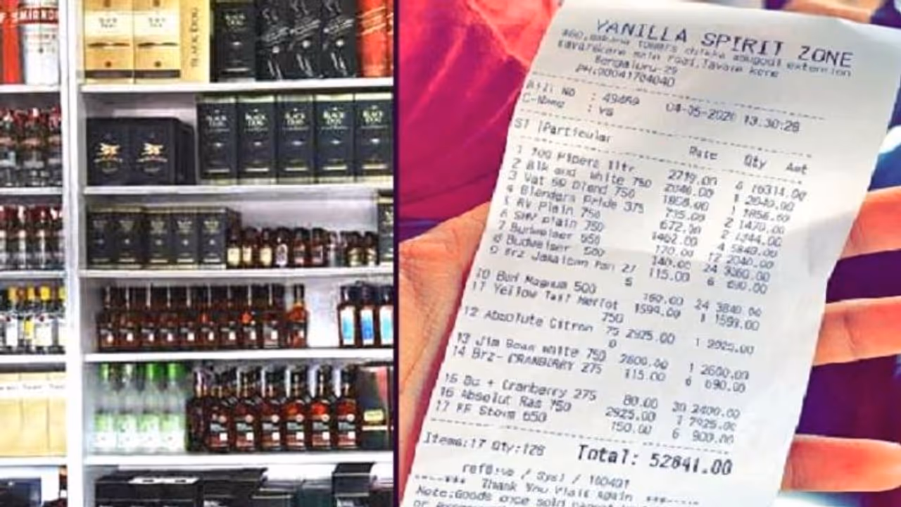 52 ಸಾವಿರ ರೂ ಮದ್ಯ ಬಿಲ್ ವೈರಲ್; ವೈನ್ ಶಾಪ್ ಸೀಝ್, ಖರೀದಿಸಿದಾತನ ಮೇಲೆ ಕೇಸ್!