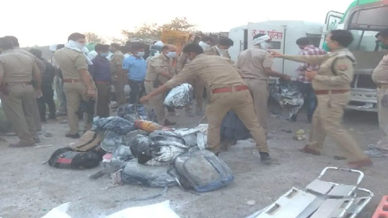 Uttar Pradesh: 24 migrant labourers killed after two trucks collided Uttar Pradesh: 24 migrant labourers killed after two trucks collided