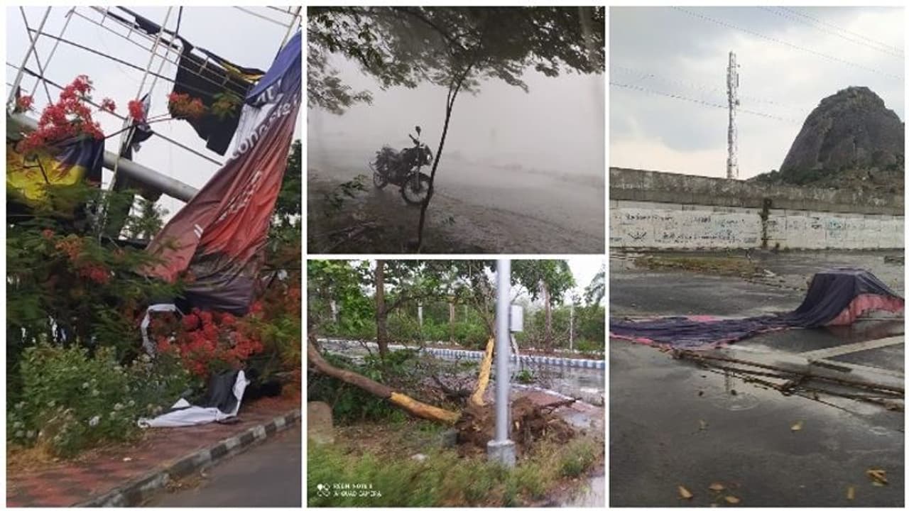 கொட்டி தீர்த்த கனமழை! முறிந்து விழுந்த மரங்கள்... அறுந்து தொங்கும் மின் கம்பிகள்! எங்கு தெரியுமா? கொட்டி தீர்த்த கனமழை! முறிந்து விழுந்த மரங்கள்... அறுந்து தொங்கும் மின் கம்பிகள்! எங்கு தெரியுமா?