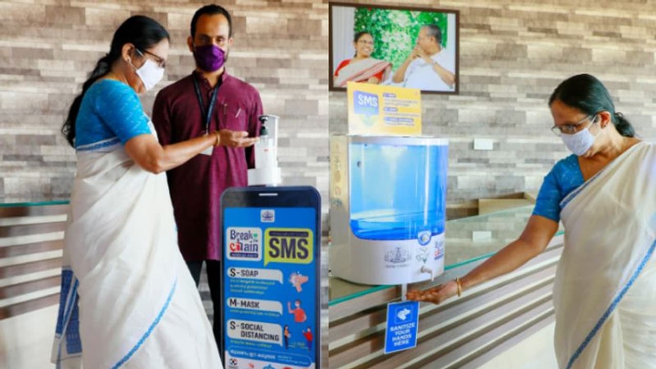 കൈ കൊണ്ട് തൊടാതെ ഇനി സാനിറ്റൈസര്‍ ഉപയോഗിക്കാം; ഓട്ടോമാറ്റിക് സാനിറ്റൈസര്‍ മെഷീന്‍ പുറത്തിറക്കി