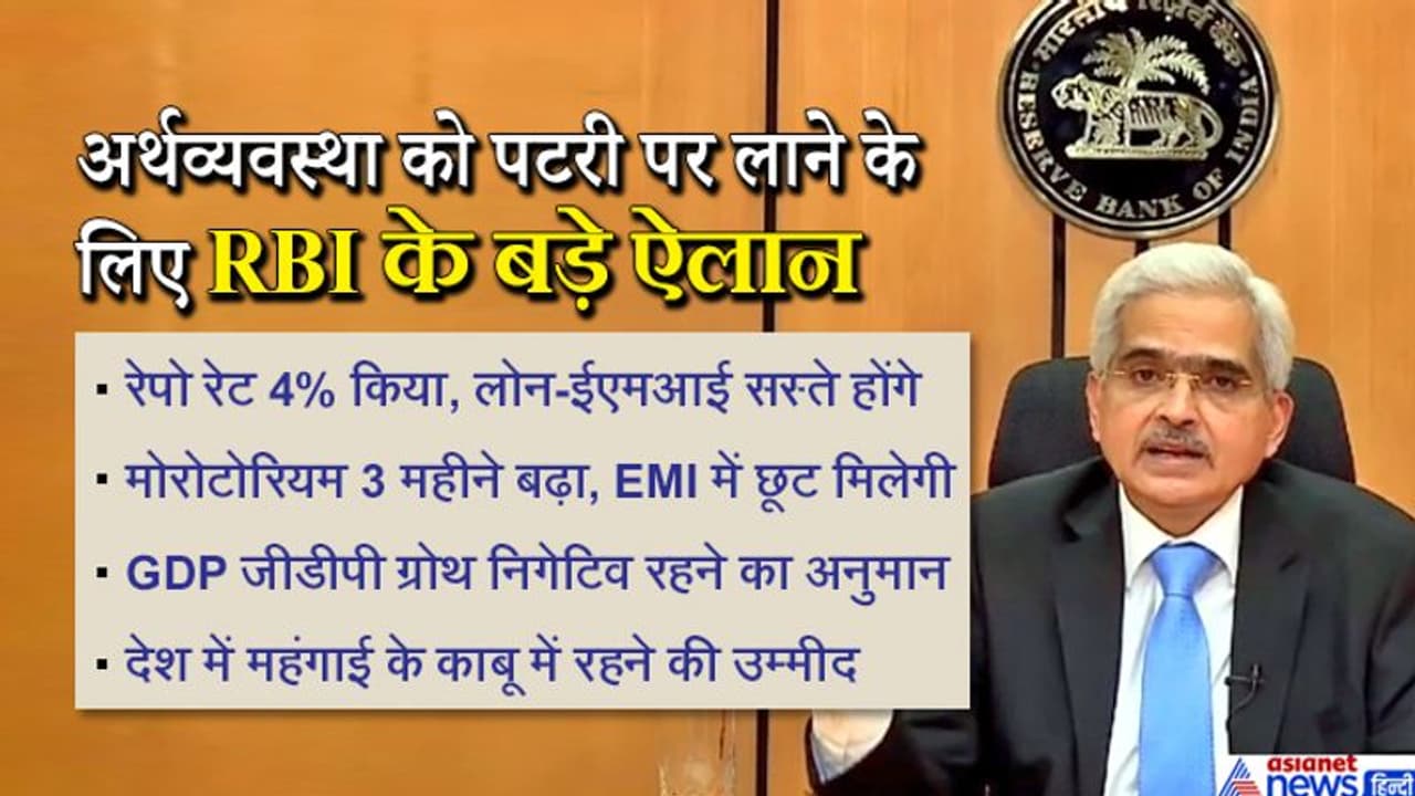 बड़ी राहत: RBI ने रेपो रेट 4.40 से घटाकर 4% किया; लोन की ईएमआई में छूट 3 महीने तक जारी रहेगी बड़ी राहत: RBI ने रेपो रेट 4.40 से घटाकर 4% किया; लोन की ईएमआई में छूट 3 महीने तक जारी रहेगी