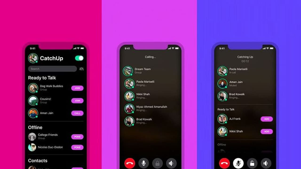 ഫേസ്ബുക്കിന്റെ പുതിയ ഗ്രൂപ്പ് കോളിങ് ആപ്പ്, ക്യാച്ചപ്പ് വരുന്നു, എട്ടുപേര്ക്ക് ഒരുമിച്ച് സംസാരിക്കാം ഫേസ്ബുക്കിന്റെ പുതിയ ഗ്രൂപ്പ് കോളിങ് ആപ്പ്, ക്യാച്ചപ്പ് വരുന്നു, എട്ടുപേര്ക്ക് ഒരുമിച്ച് സംസാരിക്കാം