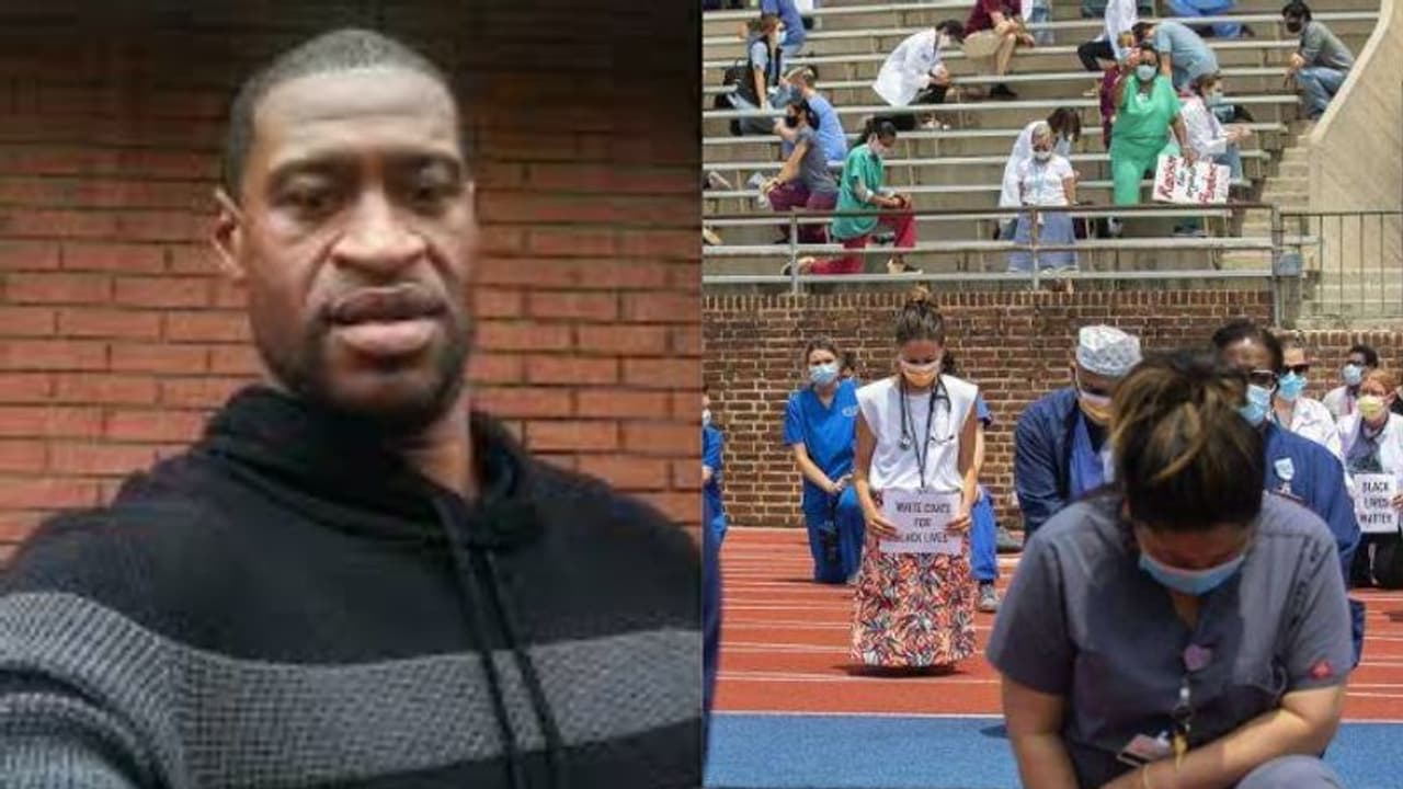 'എട്ട് മിനിറ്റ്, 46 സെക്കന്‍റ്'; ജോര്‍ജ് ഫ്ലോയിഡിന്‍റെ ഓർമ്മകൾക്ക് മുന്നിൽ മുട്ടുകുത്തി അമേരിക്കന്‍ ജനത