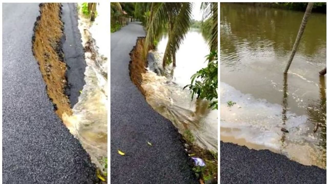 ടാറിംഗ് നടക്കുന്നതിനിടെ റോഡ് ഇടിഞ്ഞ് ആറ്റിൽ വീണു; സംഭവം ആലപ്പുഴയിൽ വീഡിയോ ടാറിംഗ് നടക്കുന്നതിനിടെ റോഡ് ഇടിഞ്ഞ് ആറ്റിൽ വീണു; സംഭവം ആലപ്പുഴയിൽ വീഡിയോ