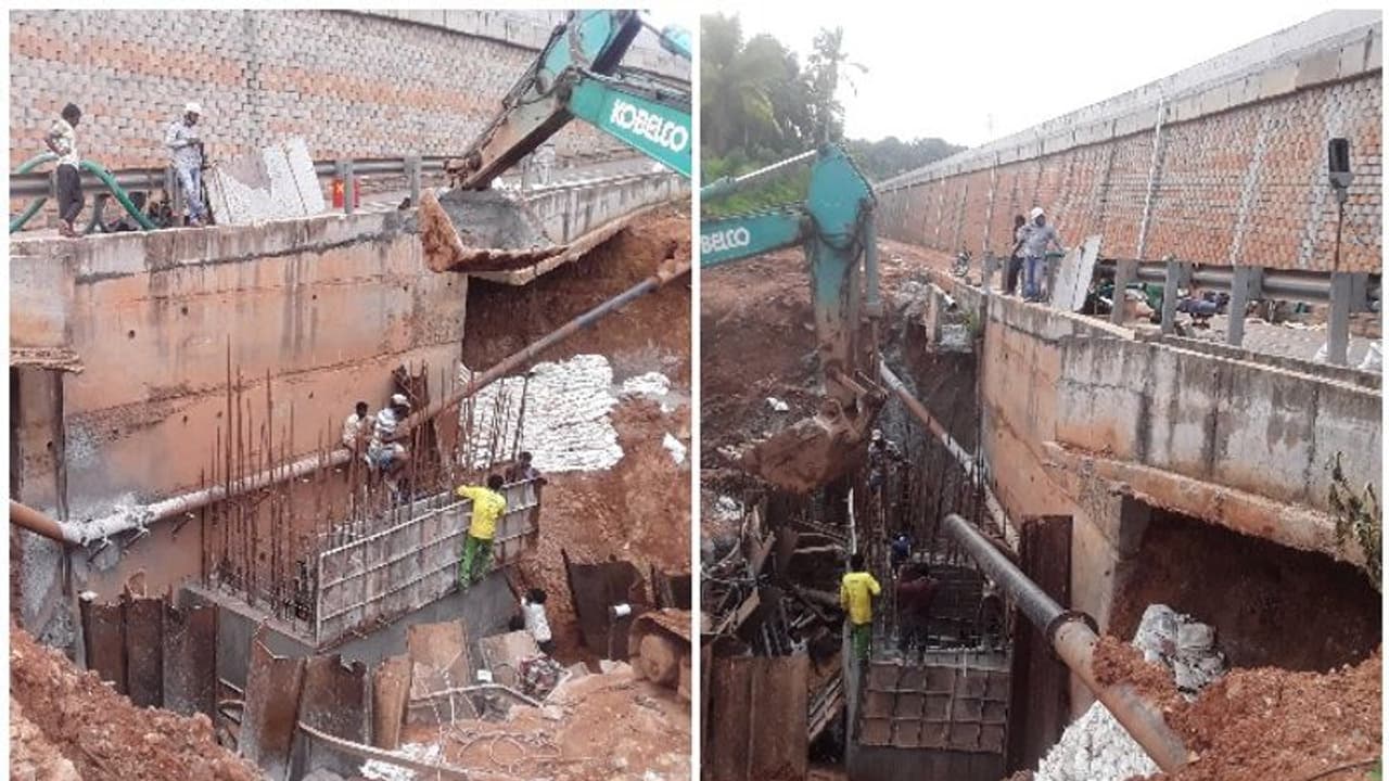 കനത്ത മഴ; ബൈപാസിൽ റോഡ് ഇടിഞ്ഞ് വീണ് ഗതാഗതം തടസ്സപ്പെട്ടു കനത്ത മഴ; ബൈപാസിൽ റോഡ് ഇടിഞ്ഞ് വീണ് ഗതാഗതം തടസ്സപ്പെട്ടു