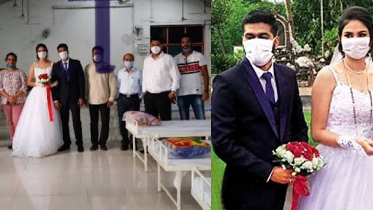 വിവാഹദിനത്തിൽ കൊവിഡ് വാര്ഡിലേക്ക് കിടക്കകളും ഓക്സിജൻ സിലണ്ടറും നൽകി നവദമ്പതികള് വിവാഹദിനത്തിൽ കൊവിഡ് വാര്ഡിലേക്ക് കിടക്കകളും ഓക്സിജൻ സിലണ്ടറും നൽകി നവദമ്പതികള്