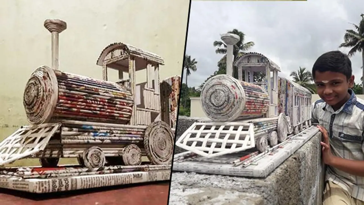 Kerala boy’s model train made from newspaper gets praise from Ministry of Railways Kerala boy’s model train made from newspaper gets praise from Ministry of Railways