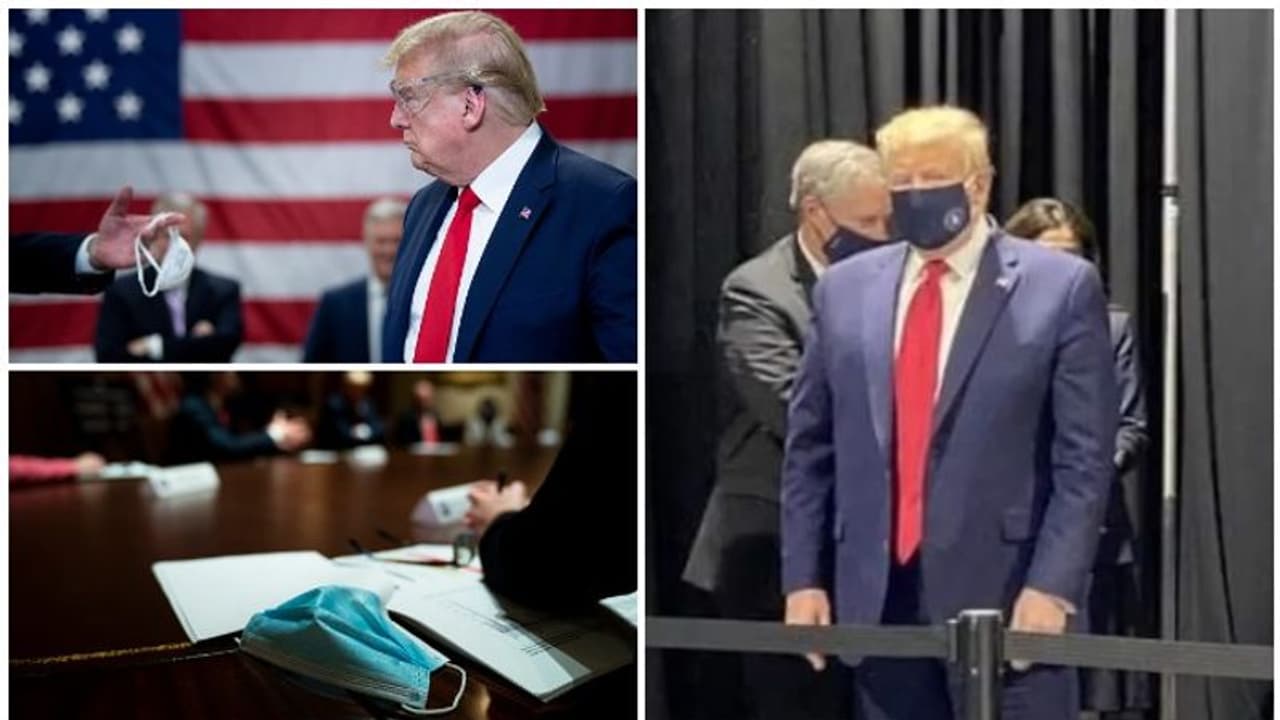 வீராப்பு காட்டிய டிரம்பை மல்லாக்க போட்ட கொரோனா... அதிபரை எப்படி அடிபணிய வைத்தது பாருங்கள்...! வீராப்பு காட்டிய டிரம்பை மல்லாக்க போட்ட கொரோனா... அதிபரை எப்படி அடிபணிய வைத்தது பாருங்கள்...!