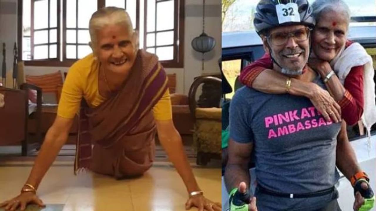 81 ാം വയസ്സിൽ പുഷ്അപ് ചെയ്ത് മിലിന്ദ് സോമന്‍റെ അമ്മ; വൈറലായി വീഡിയോ