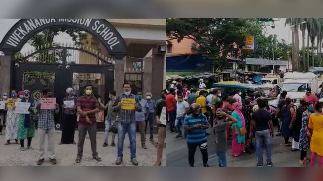 ফি কমানোর দাবিতে ফের বিক্ষোভ শহরেরও আরও ২ স্কুলে, পথ অবরোধ করল অভিভাবকরা ফি কমানোর দাবিতে ফের বিক্ষোভ শহরেরও আরও ২ স্কুলে, পথ অবরোধ করল অভিভাবকরা