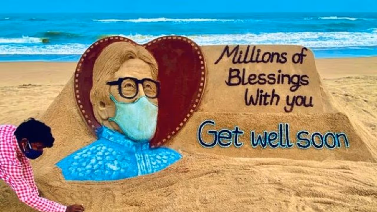 বালু শিল্পে অমিতাভ, পুরী থেকে অভিনেতার দ্রুত আরোগ্য কামনায় সুদর্শন বালু শিল্পে অমিতাভ, পুরী থেকে অভিনেতার দ্রুত আরোগ্য কামনায় সুদর্শন