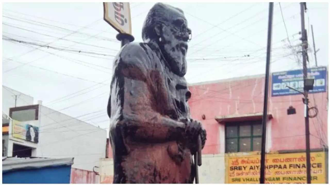 கறுப்பர் கூட்டம் விவகாரத்தை திசை திருப்ப பெரியார் சிலை மீது காவிசாயம்..?
