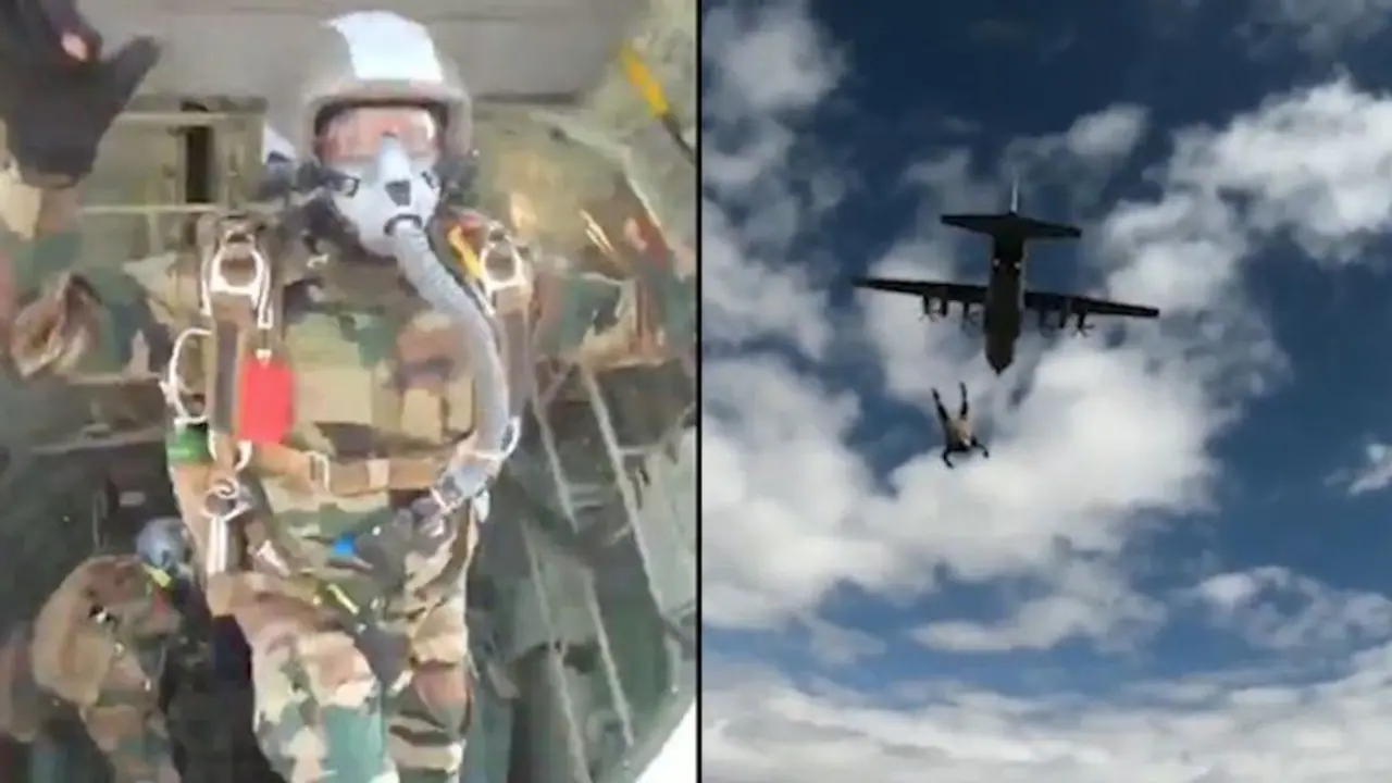 Watch: Indian paratroopers jump off Super Hercules aircraft; video goes viral Watch: Indian paratroopers jump off Super Hercules aircraft; video goes viral