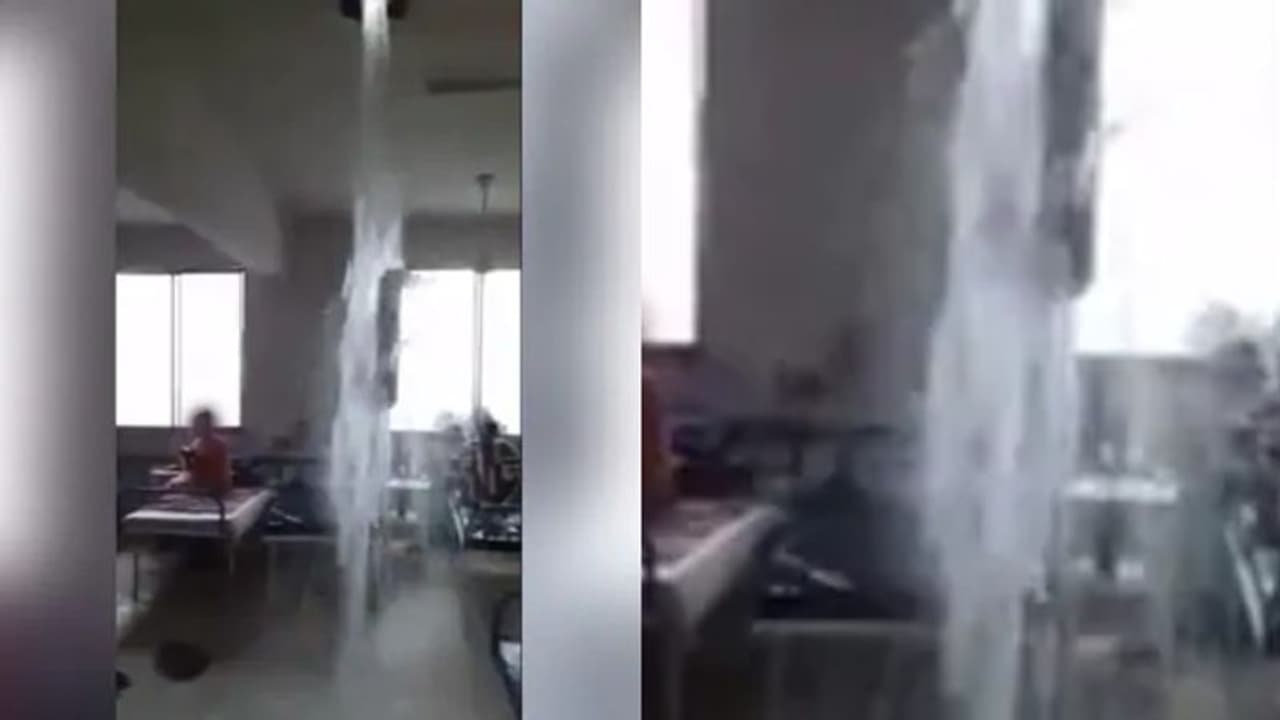 മഴയിൽ ചോർന്നൊലിച്ച് കൊവിഡ് വാർഡ്; വെള്ളത്തിൽ മുങ്ങി രോ​ഗികളും കിടക്കകളും, വീഡിയോ