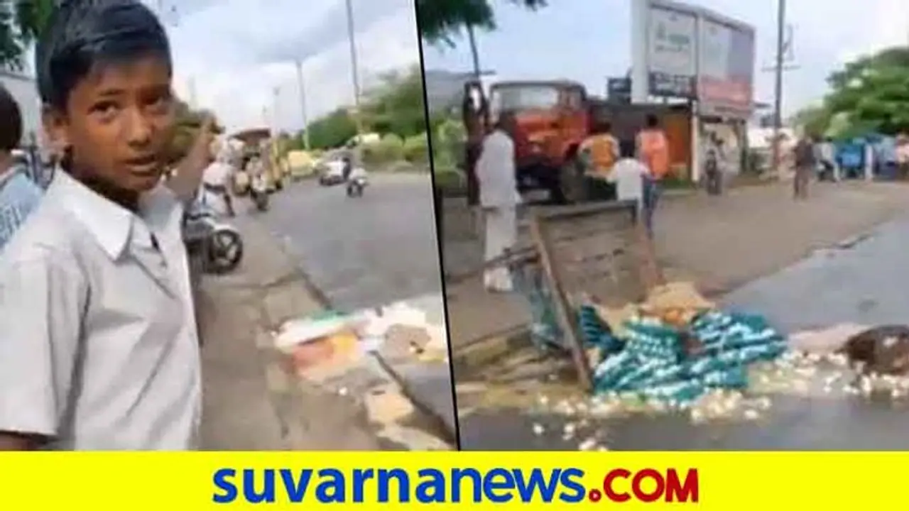 ದರ್ಪಕ್ಕೇನು ಹೇಳೋಣ, 100 ರೂ. ಲಂಚ ಕೊಡದ ಬಾಲಕನ ಮೊಟ್ಟೆ ಗಾಡಿ ಪುಡಿಪುಡಿ