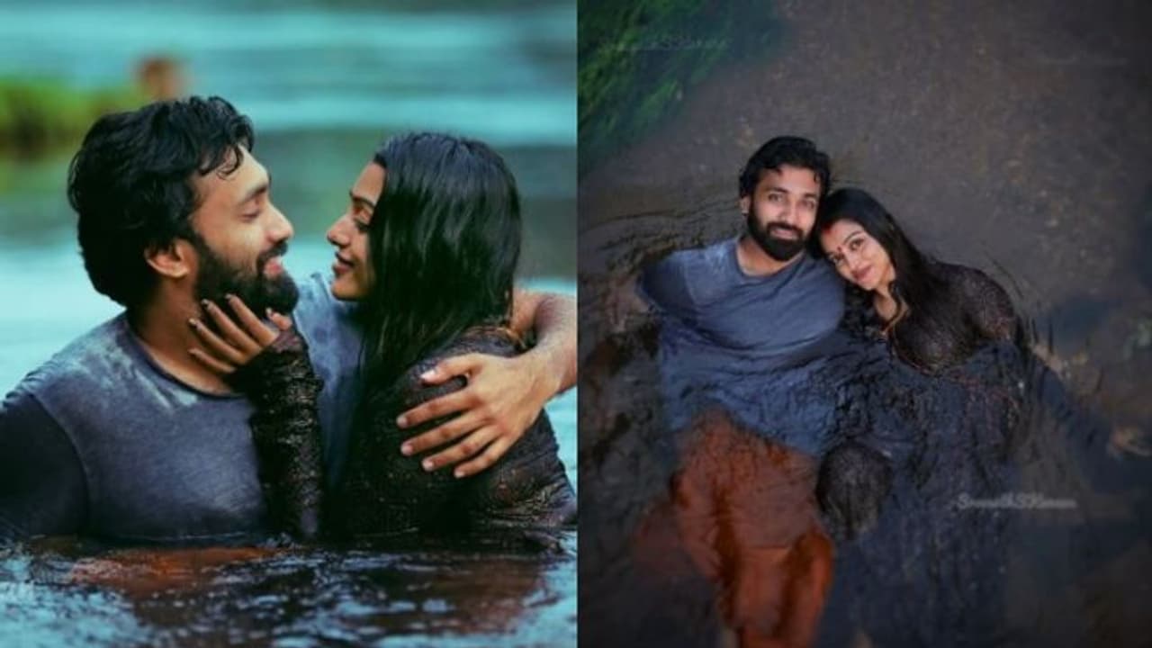 മണിമലയാറ്റിൽ പ്രണയത്തിൽ നീരാടി മീരയും വിഷ്ണുവും; ഫോട്ടോഷൂട്ട് വൈറൽ