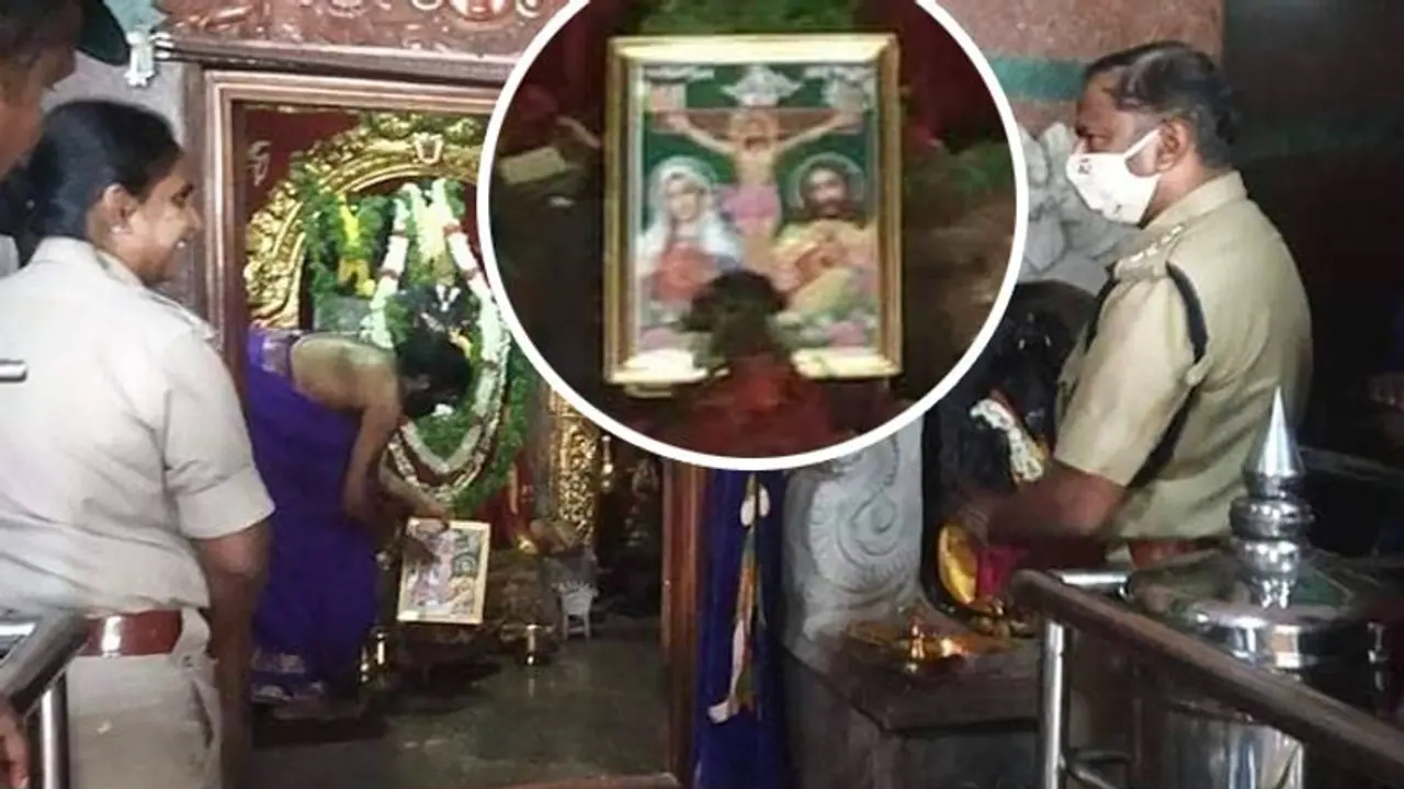 Karnataka: Police superintendent Divya Thomas pressures priest to place Christ photo in Anjaneya temple shrine
