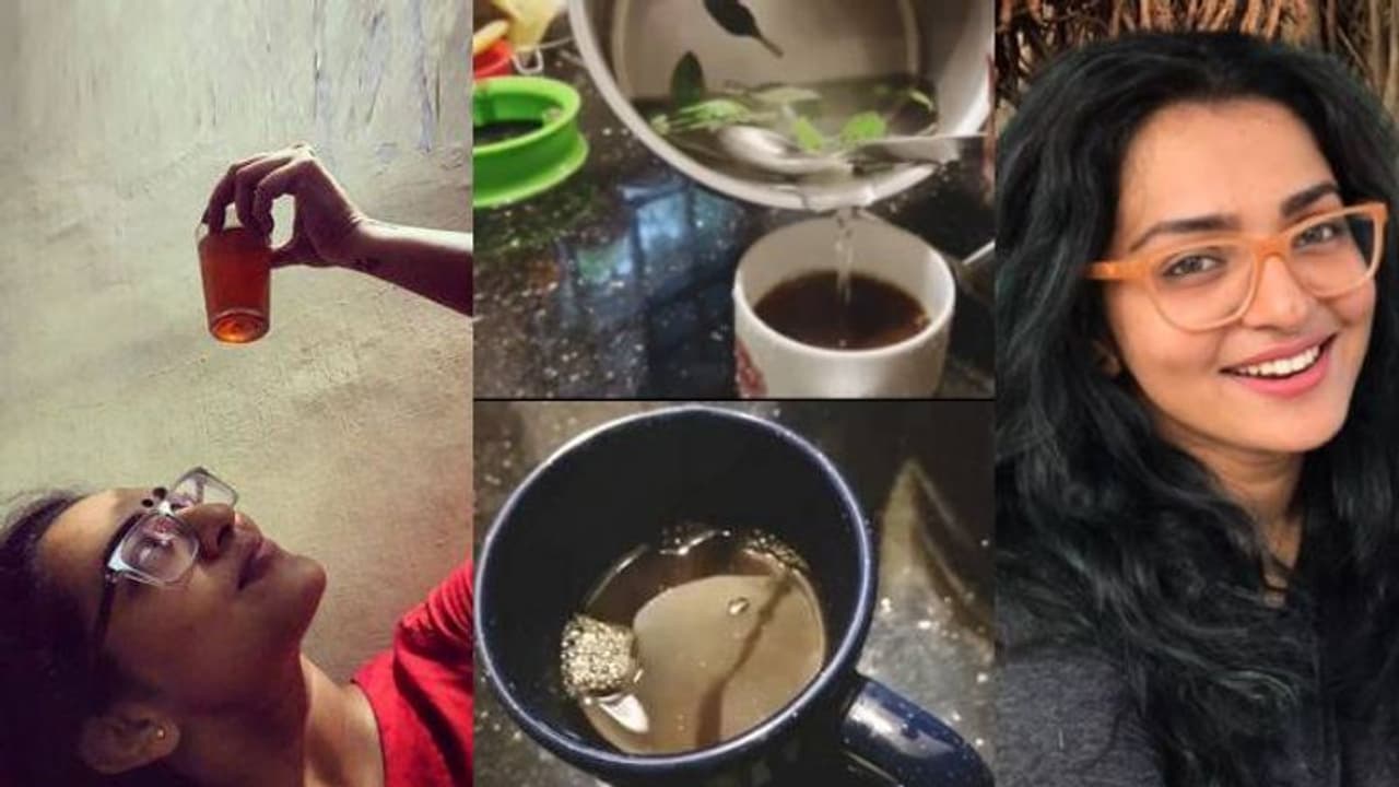 തുളസിയിലയും മഞ്ഞൾപ്പൊടിയും ചേർത്ത കട്ടൻകാപ്പിയുമായി പാർവ്വതി; വീഡിയോ തുളസിയിലയും മഞ്ഞൾപ്പൊടിയും ചേർത്ത കട്ടൻകാപ്പിയുമായി പാർവ്വതി; വീഡിയോ