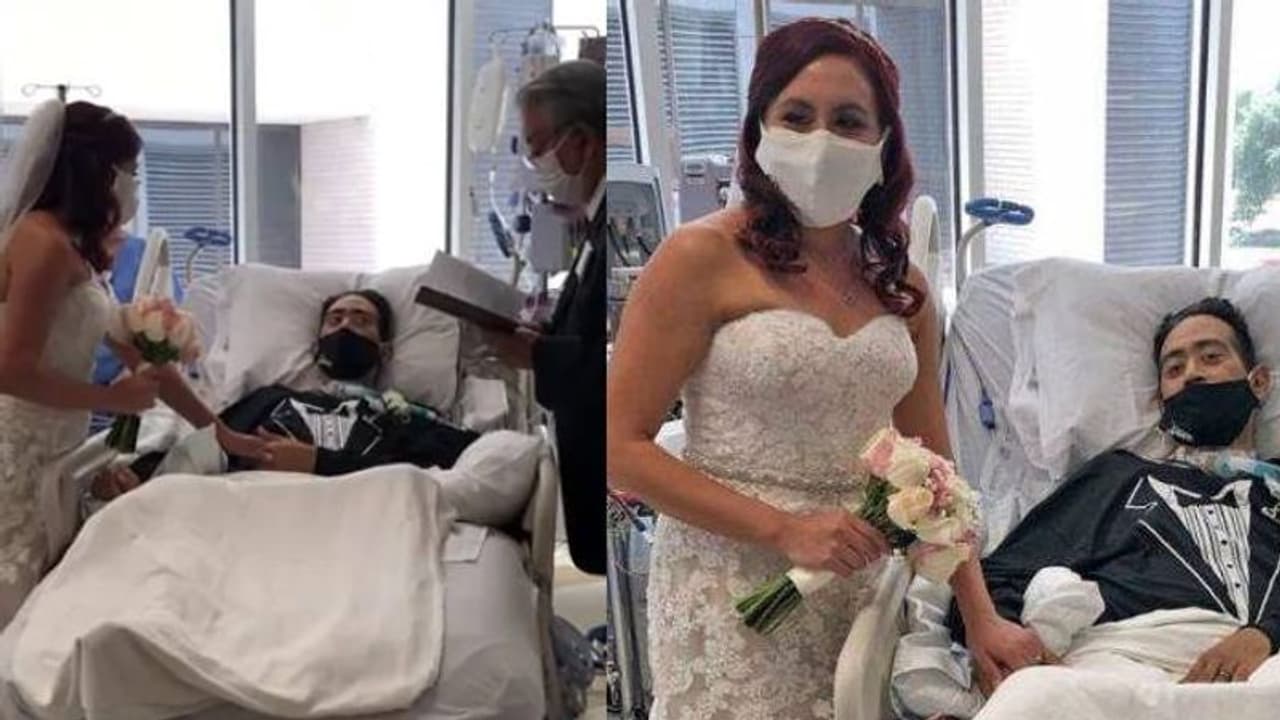 ആശുപത്രിക്കിടക്കയില്‍ വിവാഹം; കൊവിഡ് ചികിത്സയിലിരിക്കെ കാമുകിയെ ജീവിതപങ്കാളിയാക്കി യുവാവ്; വീഡിയോ