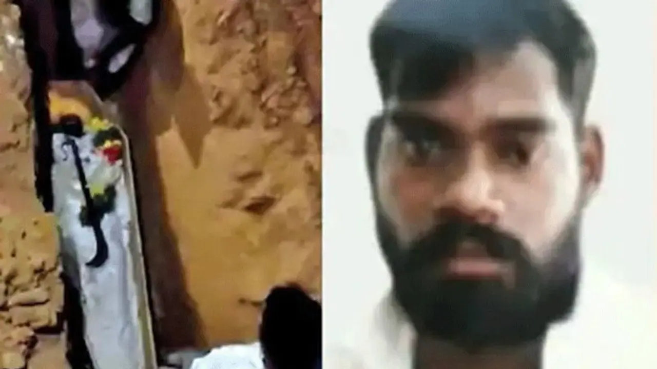 வெடிகுண்டு வீசி காவலர் படுகொலை சம்பவம்... வீச்சரிவாளுடன் சேர்த்து அடக்கம் செய்யப்பட்ட ரவுடியின் உடல்..!