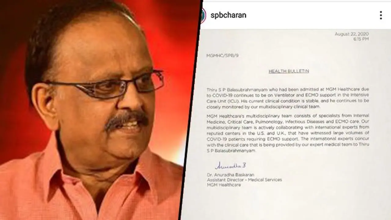 Legendary singer SP Balasubramaniam health: Stable, but still in ICU Legendary singer SP Balasubramaniam health: Stable, but still in ICU