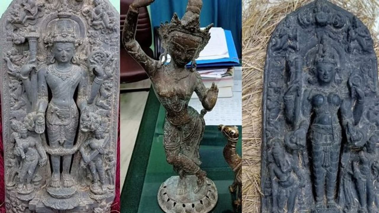 ধানের ট্রাকে মূর্তি পাচার ছক গেল ভেস্তে, উদ্ধার হল ৩৫ কোটি টাকার ২৫টি প্রাচিন মূর্তি ধানের ট্রাকে মূর্তি পাচার ছক গেল ভেস্তে, উদ্ধার হল ৩৫ কোটি টাকার ২৫টি প্রাচিন মূর্তি
