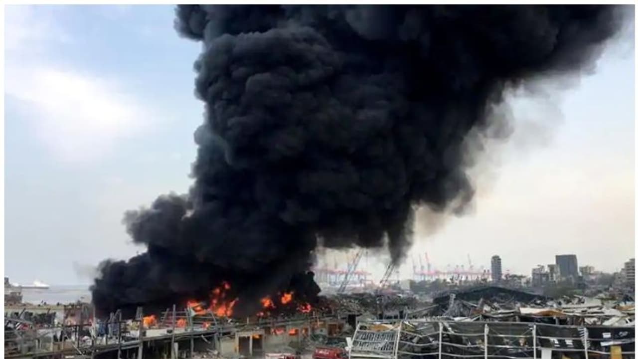 Month after explosion, huge fire breaks out at Beirut port Month after explosion, huge fire breaks out at Beirut port